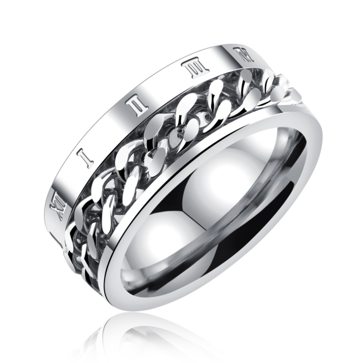 Jzora Classic Chain Design Titanium Steel Men's Wedding Band