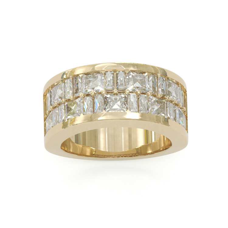 Jzora handmade radiant & emerald cut white diamond sterling silver wedding band