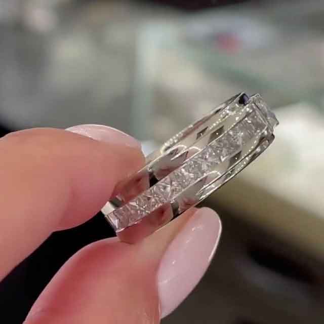 Jzora princess cut halo created diamond vintage wedding ring sterling silver wedding band