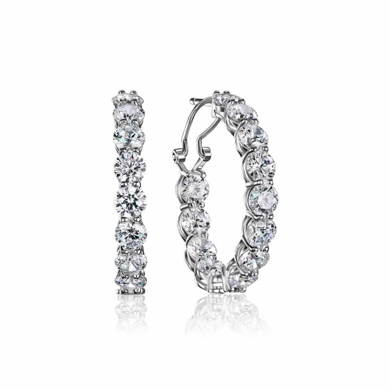 Jzora handmade white round cut vintage style sterling silver earrings