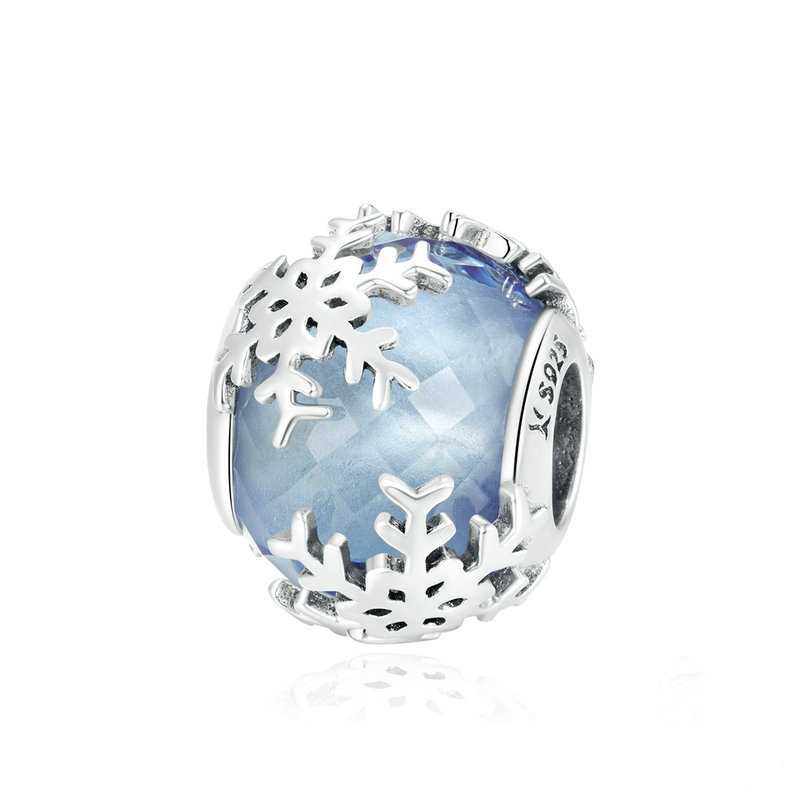 Jzora handmade snowflake Christmas glazed bead sterling silver charms