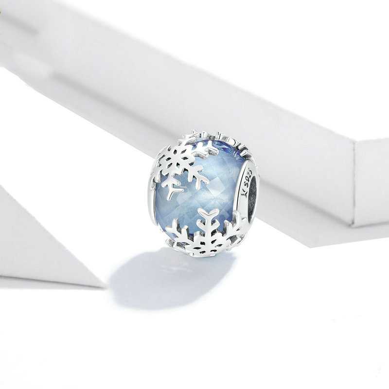 Jzora handmade snowflake Christmas glazed bead sterling silver charms