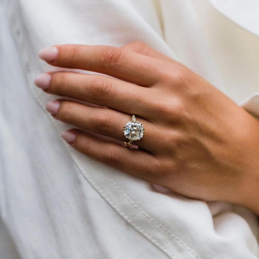 Jzora 6.5ct asscher cut vintage sterling silver engagement ring