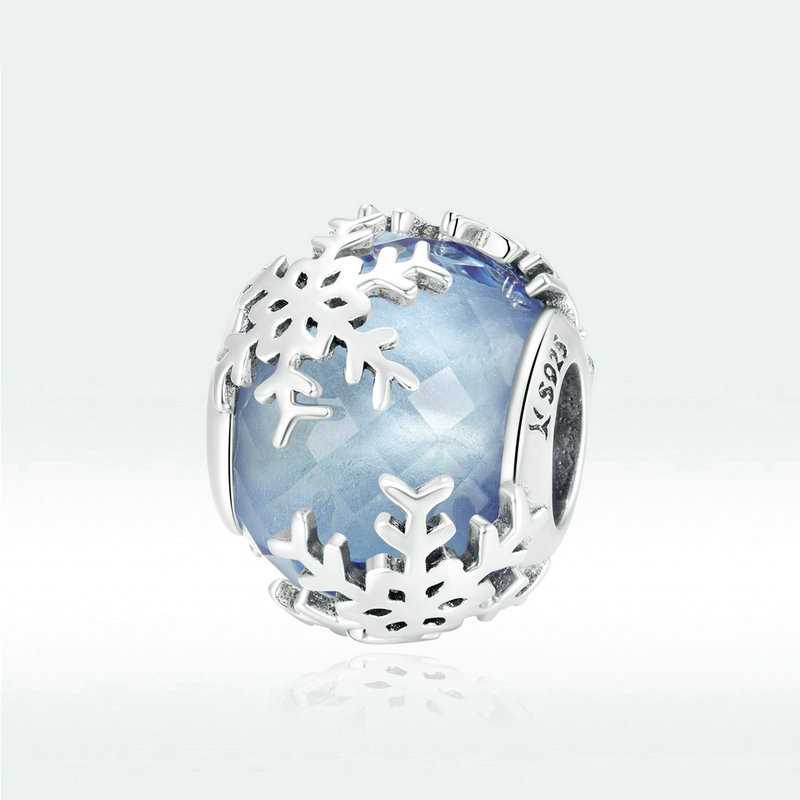 Jzora handmade snowflake Christmas glazed bead sterling silver charms