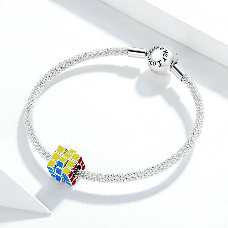 Jzora Colourful Energetic Rubik's Cube Sterling Silver Charm