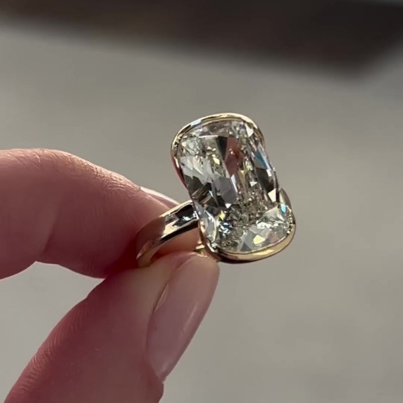Jzora handmade gold cushion cut simple sterling silver ring