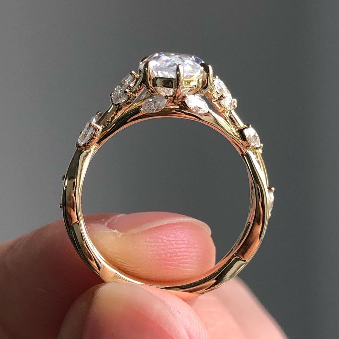 Jzora marquise cut created diamond wedding ring sterling silver engagement ring