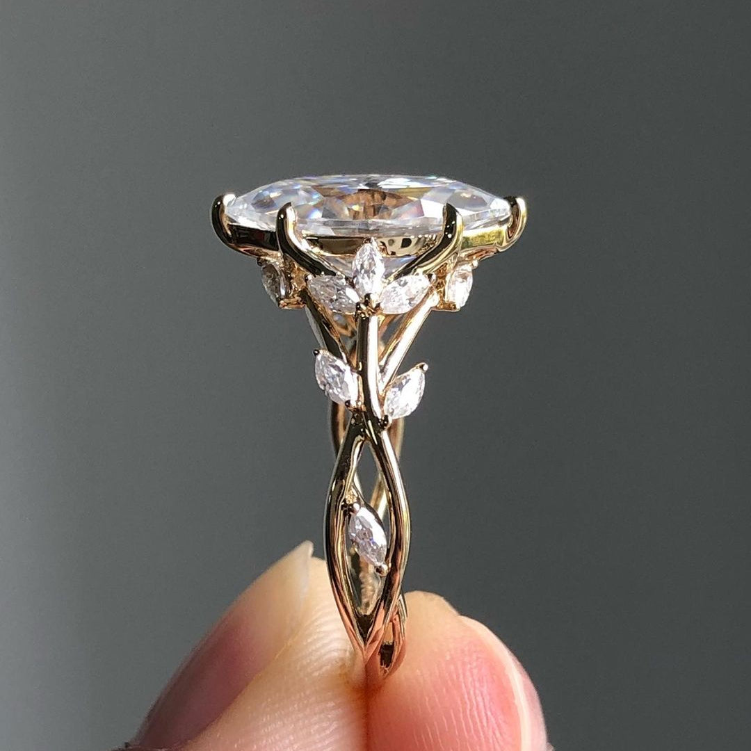 Jzora marquise cut created diamond wedding ring sterling silver engagement ring