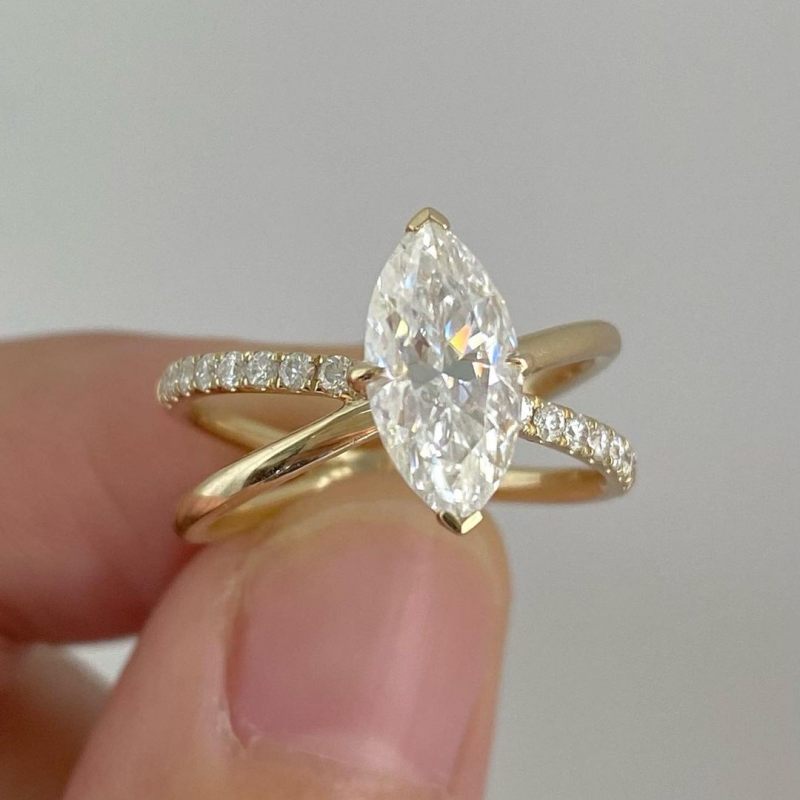 Jzora handmade 3 ct gold marquise cut stunning sterling silver engagement ring