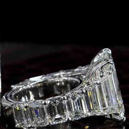 Jzora handmade created diamond radiant cut anniversary ring wedding ring bridal set