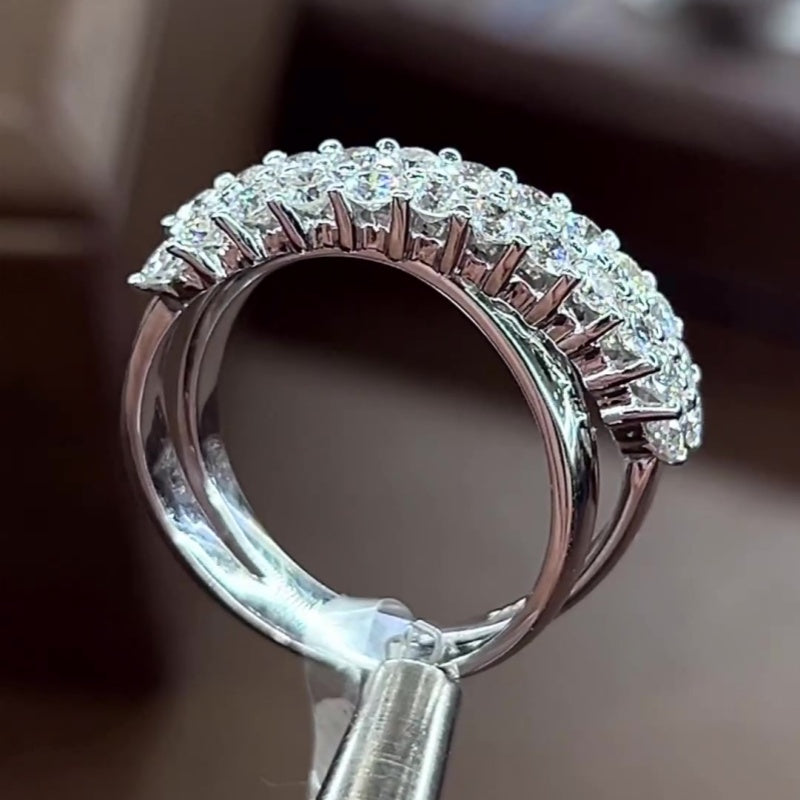 Jzora handmade round cut eternity sterling silver ring
