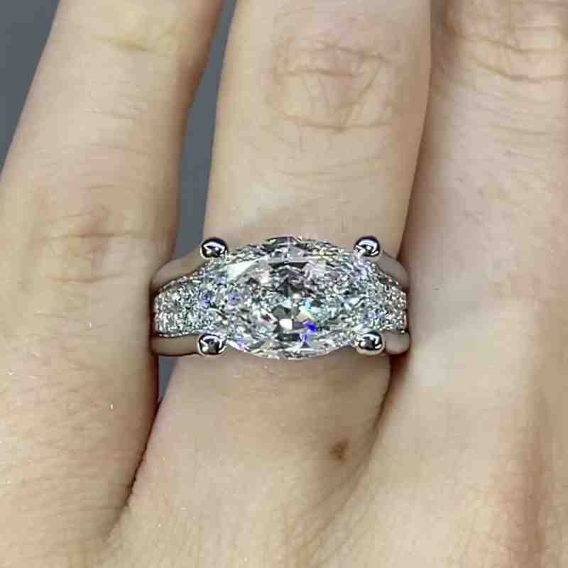 Jzora handmade oval cut vintage sterling silver engagement ring