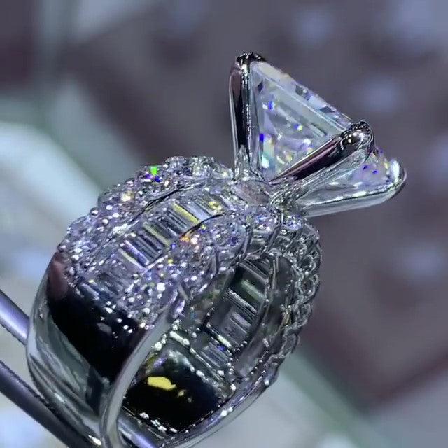 Jzora handmade radiant cut vintage handmade sterling silver engagement ring wedding ring