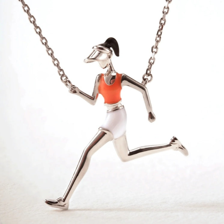 Jzora handmade Marathon running villain sterling silver necklace