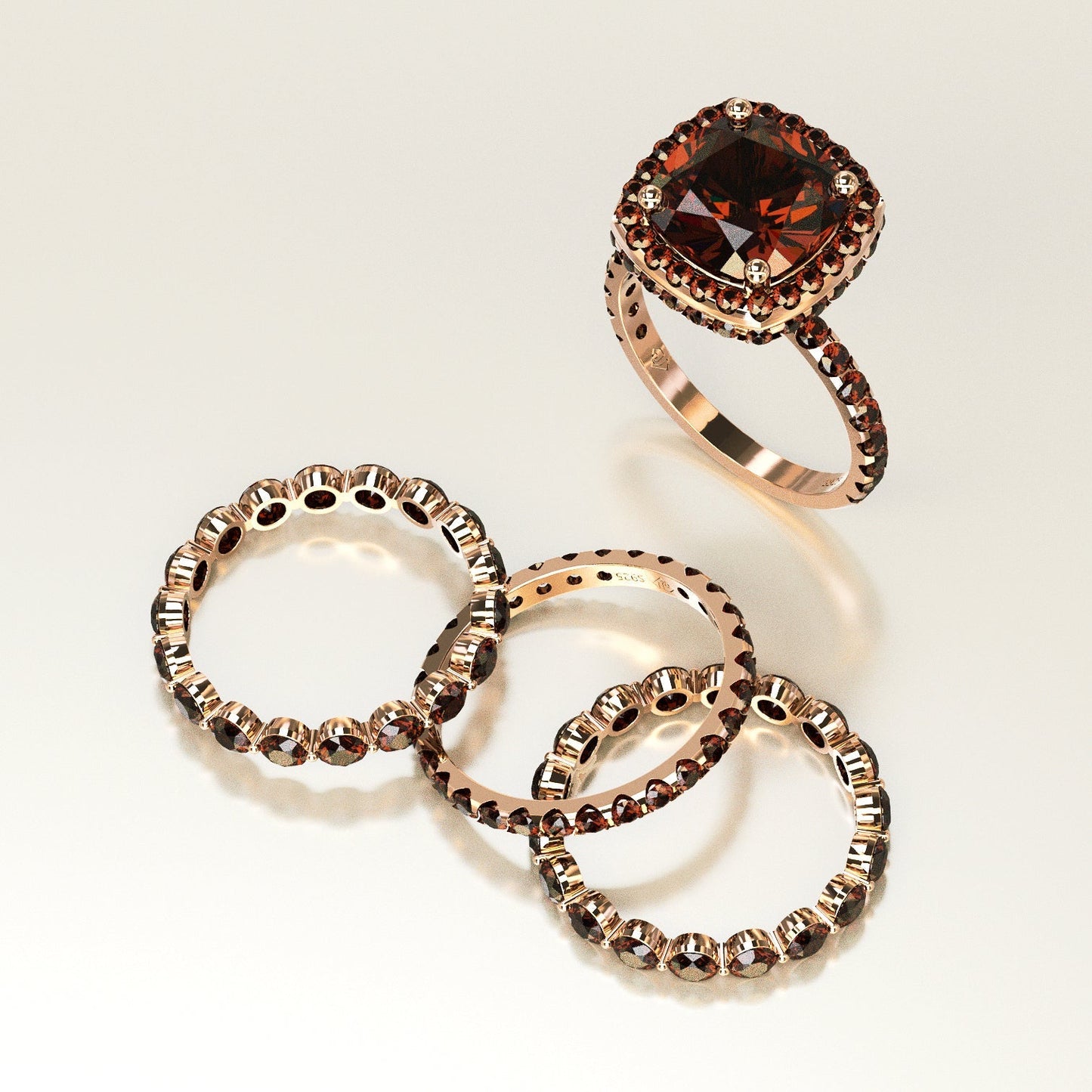 Jzora handmade cushion cut wedding ring sterling silver bridal set