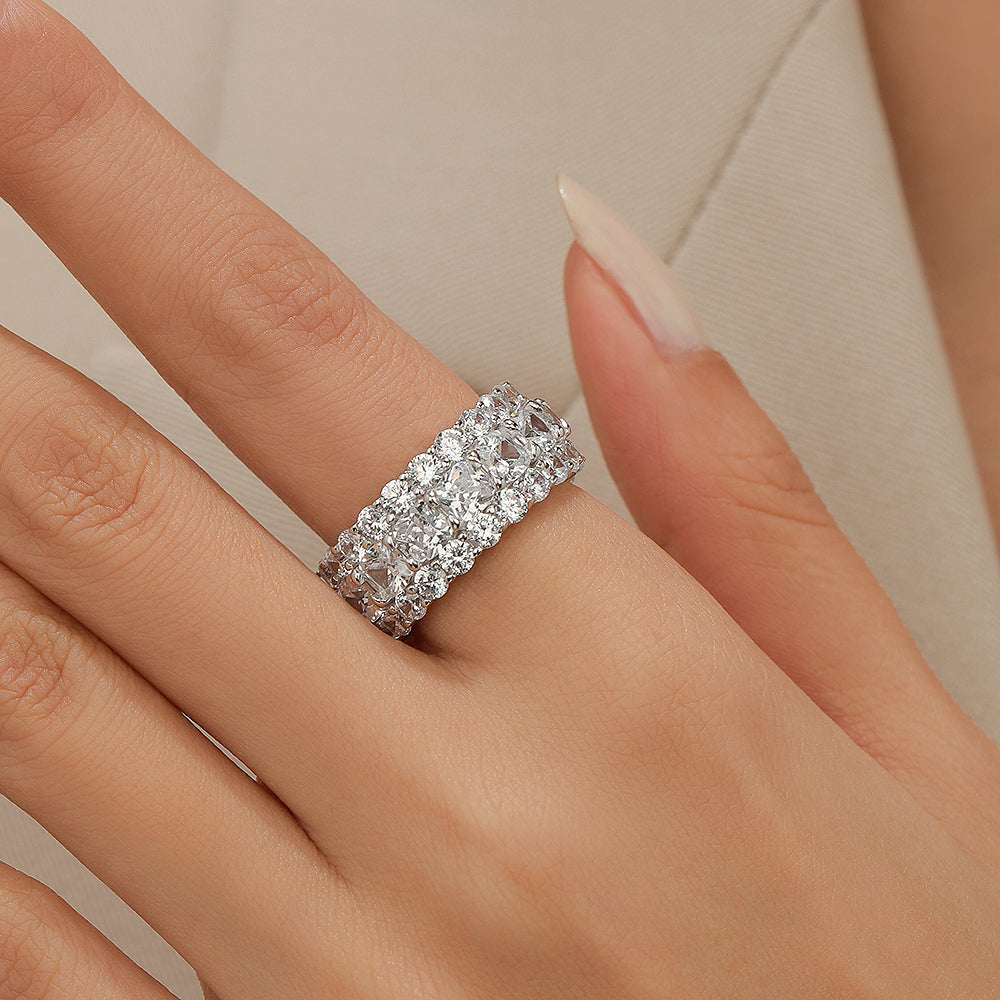 Jzora classic cushion cut sterling silver bridal wedding band ring