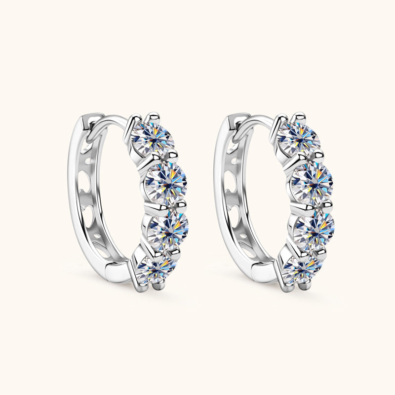 Jzora handmade 2.4ct round cut vintage Moissanite sterling silver earrings