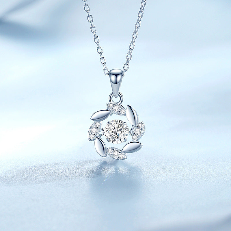 Jzora handmade round cut ear of wheat sterling silver necklace