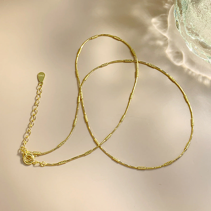 Jzora handmade lace glossy stacked sterling silver necklace