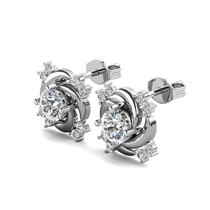 Jzora handmade 1ct round cut windmill fashion moissanite simple sterling silver earrings