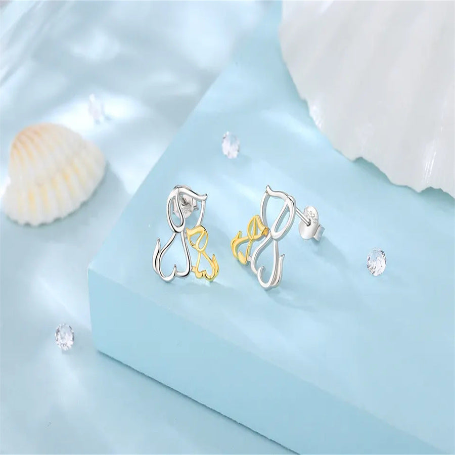 Jzora handmade simple dog sterling silver earrings
