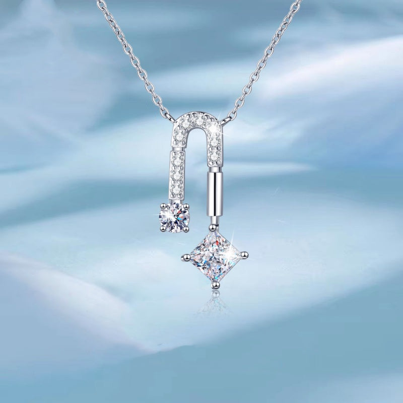 Jzora handmade 1.3ct princess cut moissanite sterling silver necklace
