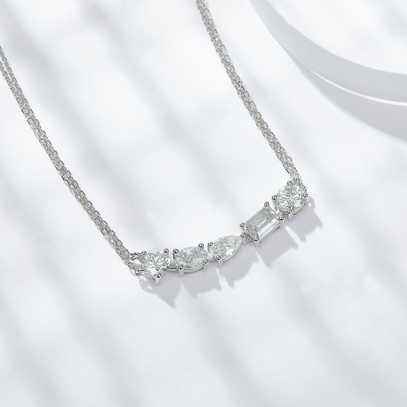 Jzora handmade 2.5ct double chain moissanite sterling silver necklace
