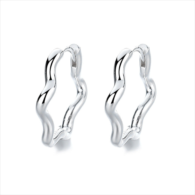 Jzora handmade wave lace irregular sterling silver earrings