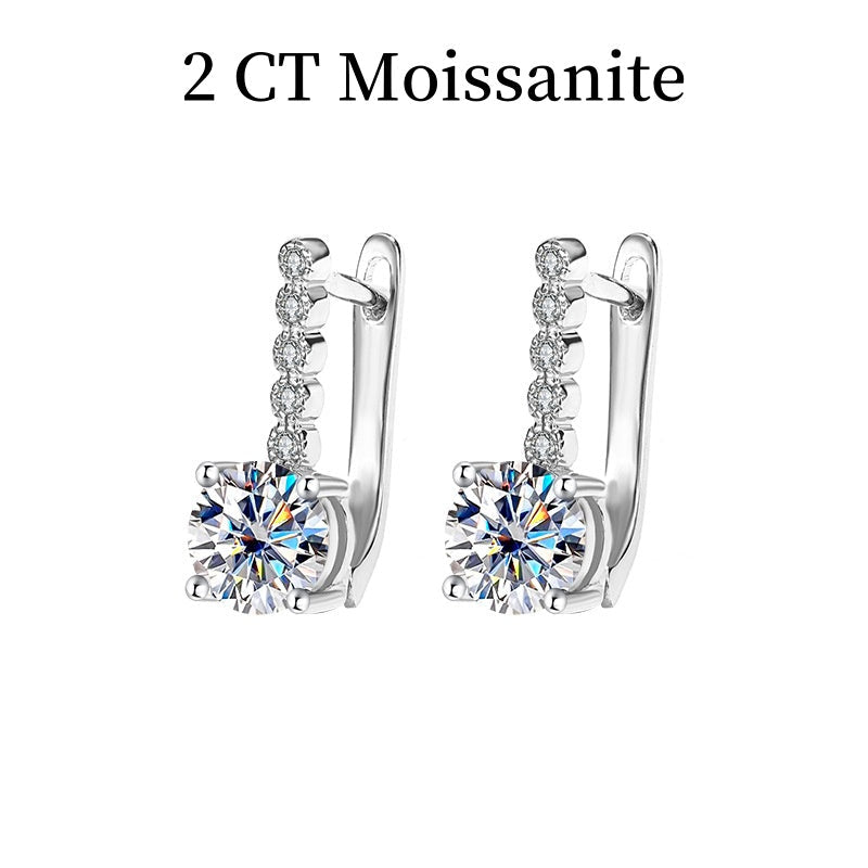 Jzora handmade 2ct round cut D-Color moissanite sterling silver earrings
