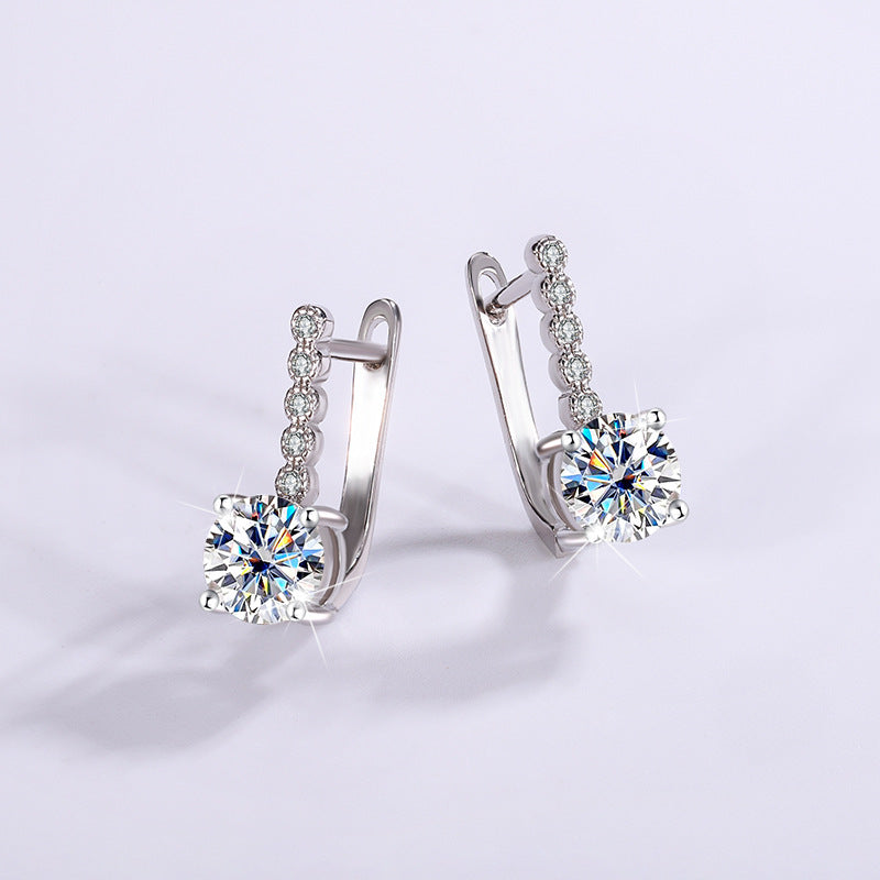 Jzora handmade 2ct round cut D-Color moissanite sterling silver earrings