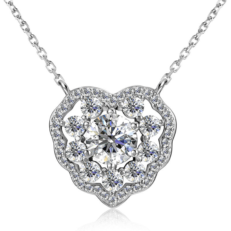Jzora handmade 1.5ct wave heart round cut moissanite jewelry set