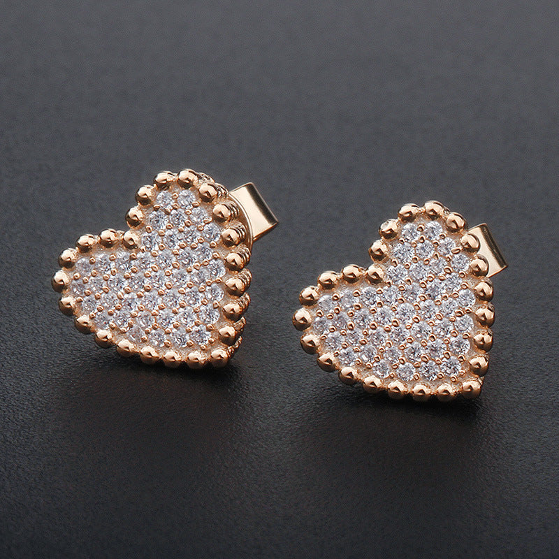 Jzora handmade heart shape classic sterling silver earrings