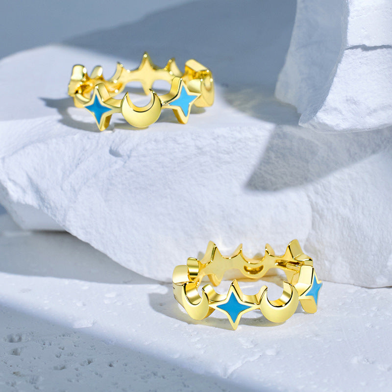 Jzora handmade Moon & Stars sterling silver earrings