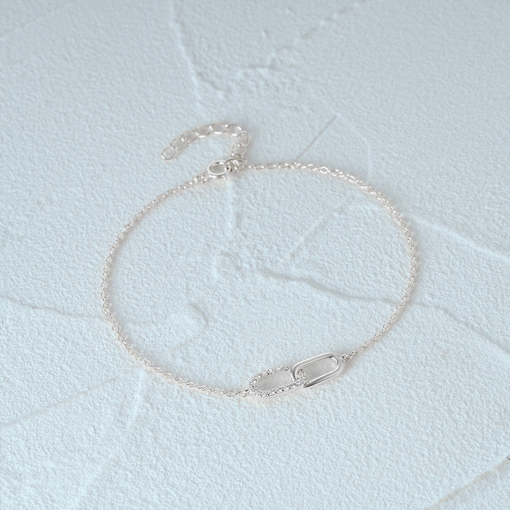 Jzora handmade crossed double clasp tennis sterling silver bracelet