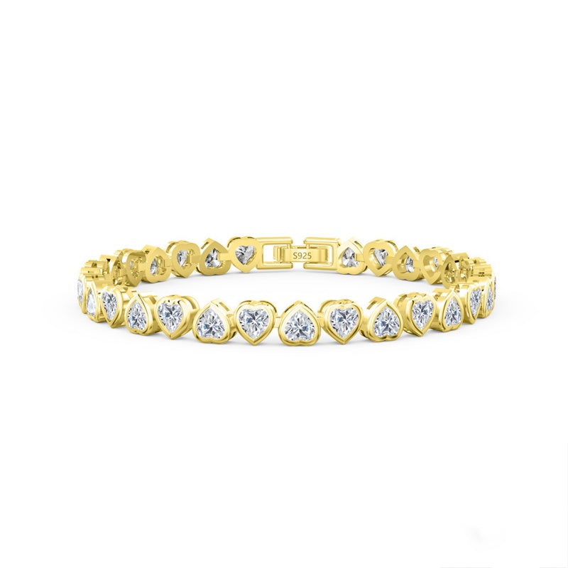 Jzora handmade heart cut tennis sterling silver bracelet