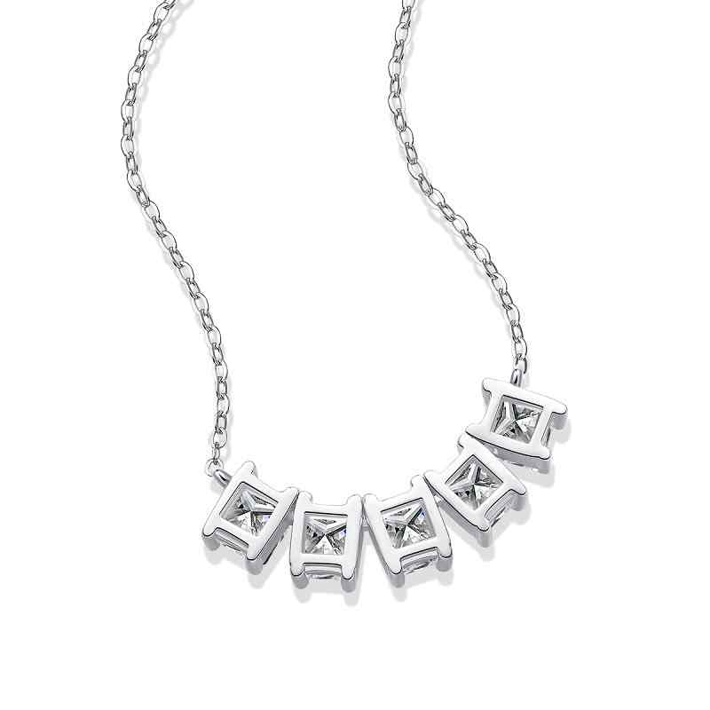 Jzora handmade 2ct princess cut classic Moissanite sterling silver necklace