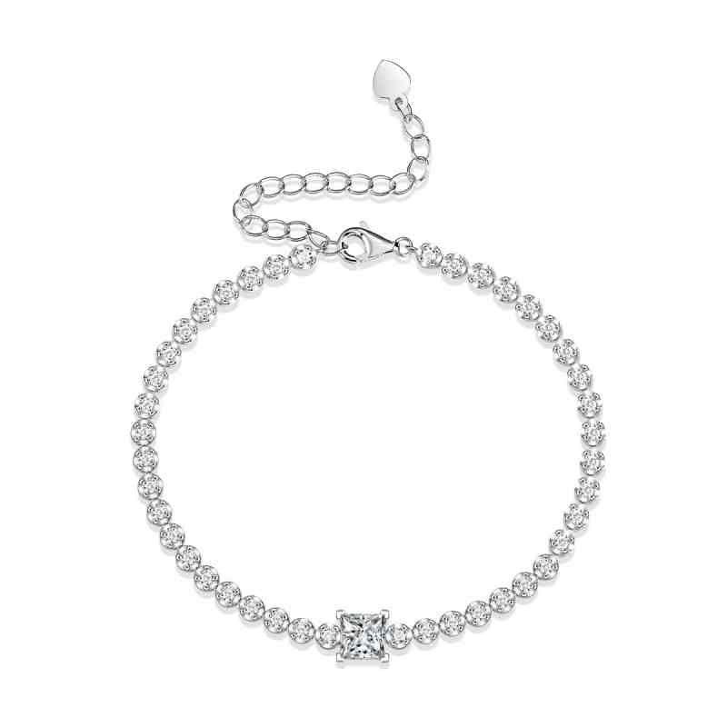 Jzora handmade 1ct princess cut vintage sterling silver moissanite tennis bracelet