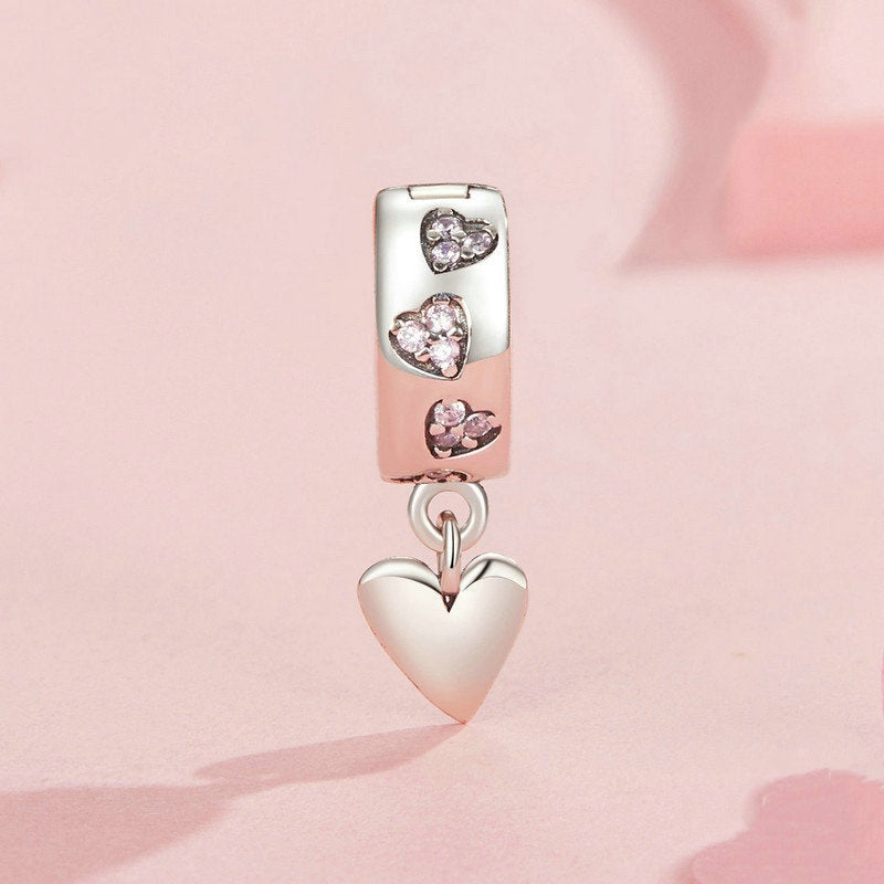 Jzora Simple Heart Locator Buckle Sterling Silver Charm