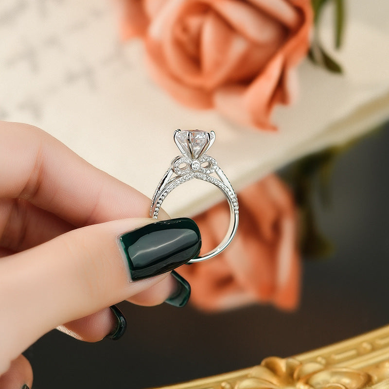 Jzora handmade 3ct round cut moissanite fashion sterling silver ring