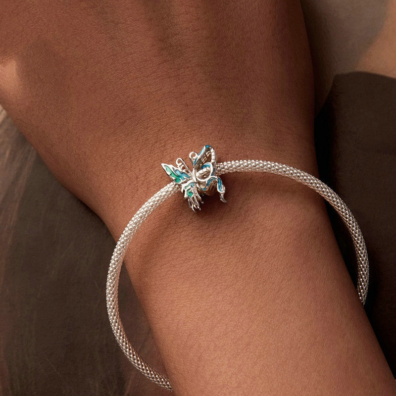 Jzora Personalised Snake Butterfly Asymmetric Sterling Silver Charm