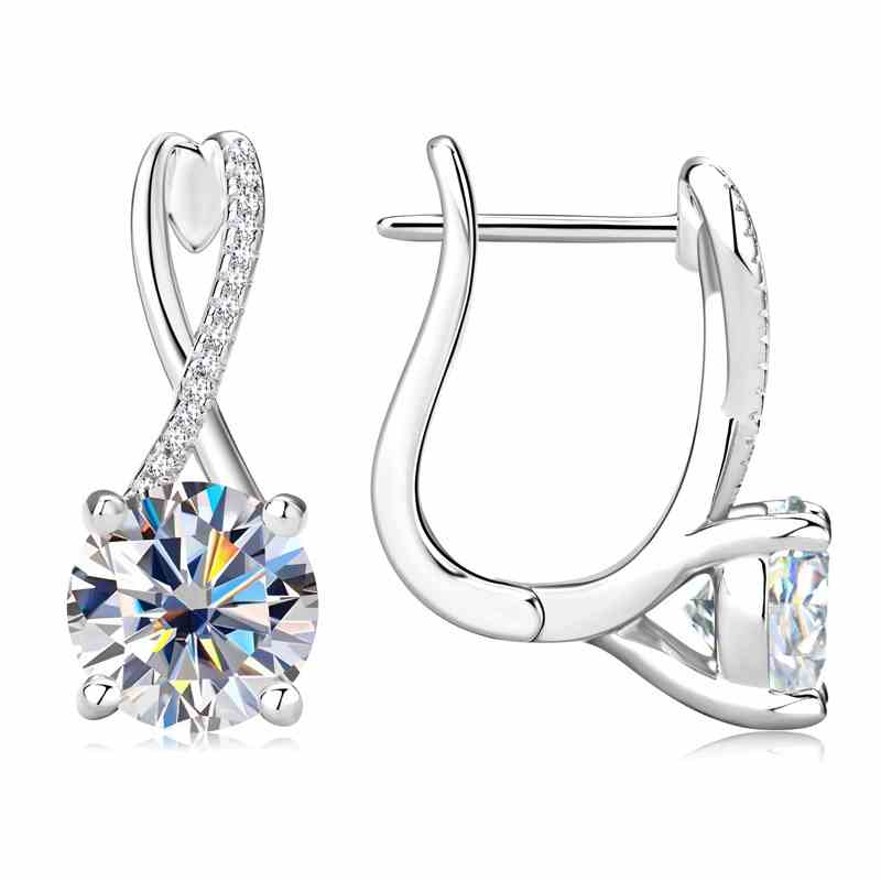 Jzora handmade 4ct round cut fashion Moissanite sterling silver earrings