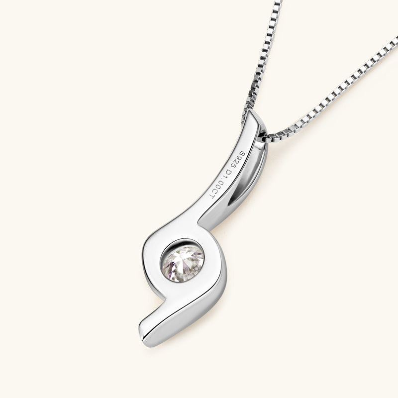 Jzora handmade 1ct round cut Moissanite diamond sterling silver necklace