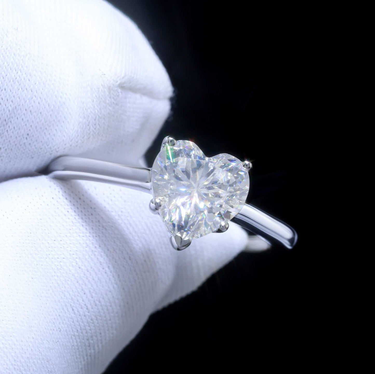 Jzora handmade 2ct heart cut Moissanite sterling silver engagement ring