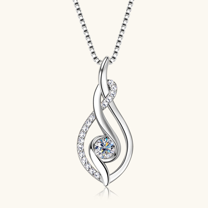 Jzora handmade 0.43ct round cut Moissanite sterling silver necklace