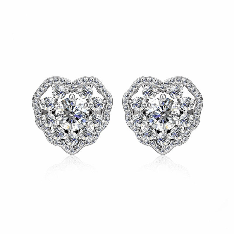 Jzora handmade 1.5ct wave heart round cut moissanite jewelry set