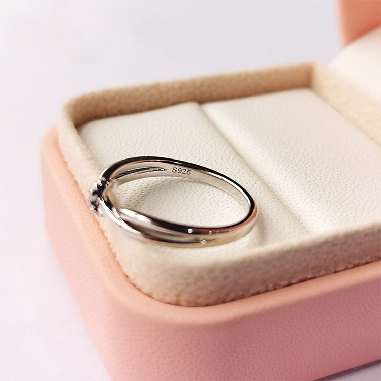 Jzora handmade round cut entwined moissanite sterling silver wedding ring