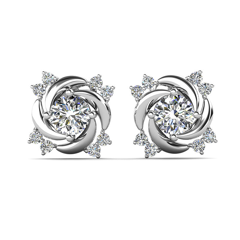 Jzora handmade 1ct round cut windmill fashion moissanite simple sterling silver earrings