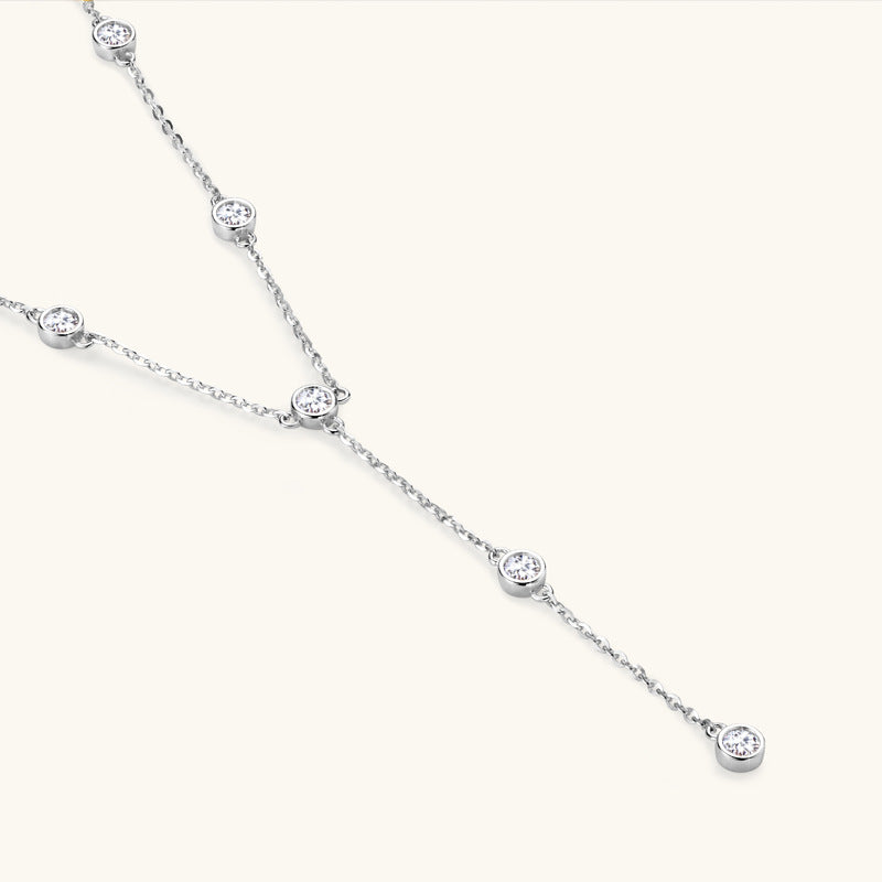 Jzora handmade 1.1ct round cut simple elegant moissanite sterling silver necklace