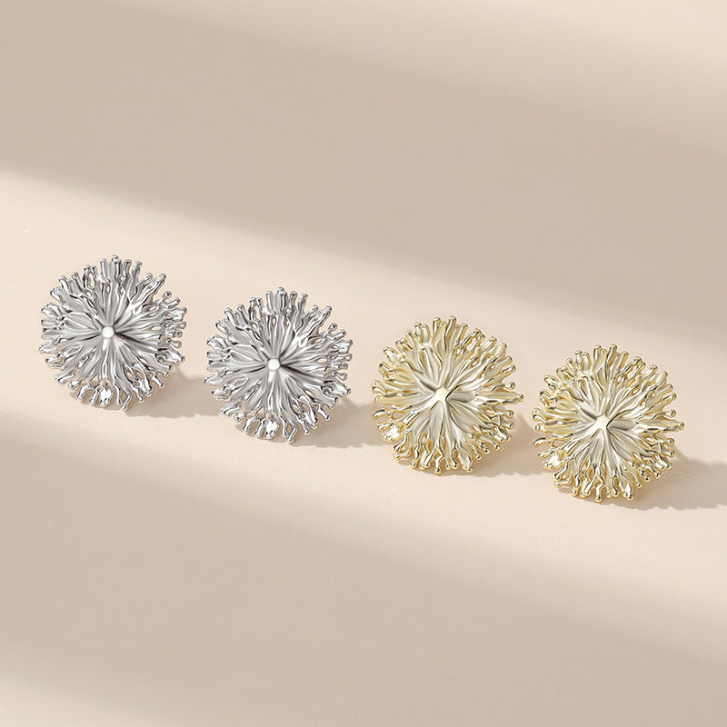 Jzora handmade sunflower fashion sterling silver earrings
