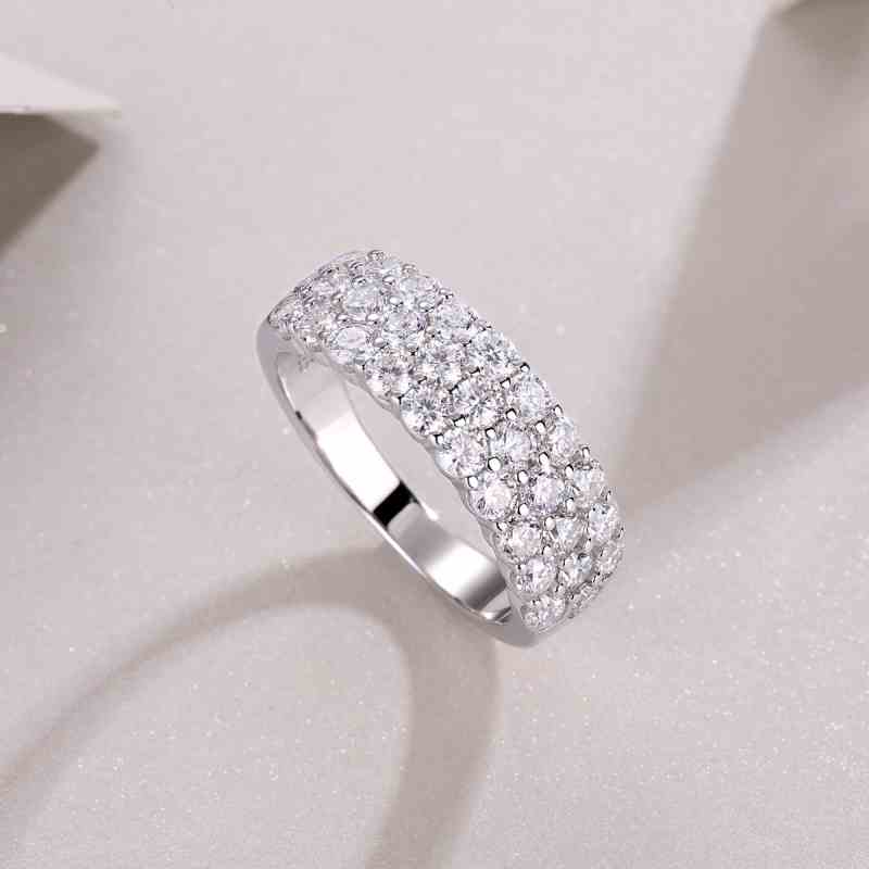 Jzora handmade round cut Moissanite sterling silver wedding women's band